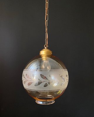 Decorated Glass Ball Ceiling Light, 1950s-XRG-2041799