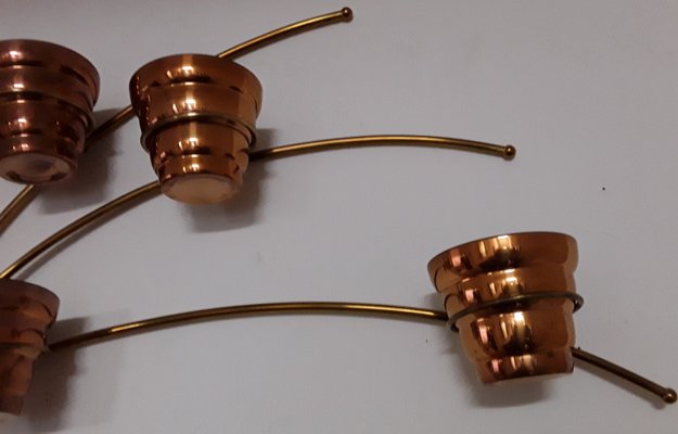 Decorative Brass & Copper Wall Planters, 1970s-HOI-867763