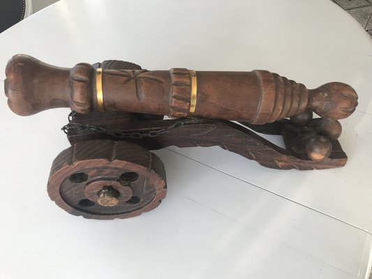 Decorative Carved Wooden Cannon,1950s-WQQ-1209392