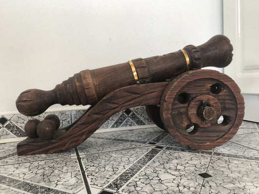 Decorative Carved Wooden Cannon,1950s-WQQ-1209392