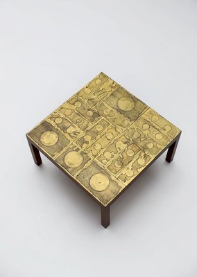 Decorative Etched Coffee Table by Willy Daro, 1970s-CF-773518