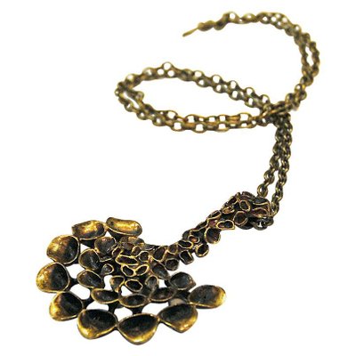 Decorative Halfcircle Shaped Bronze Necklace by Hannu Ikonen, Finland, 1970s-HEU-1009110