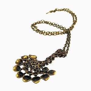 Decorative Halfcircle Shaped Bronze Necklace by Hannu Ikonen, Finland, 1970s-HEU-1009110