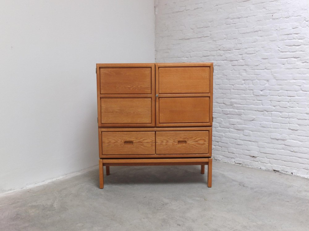 Decorative N-Line Bar Cabinet in Oak by Gebroeders Neirinck, 1968