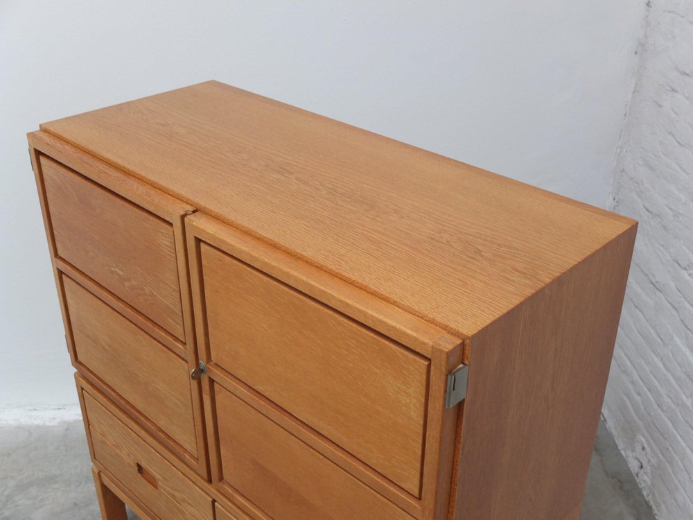 Decorative N-Line Bar Cabinet in Oak by Gebroeders Neirinck, 1968