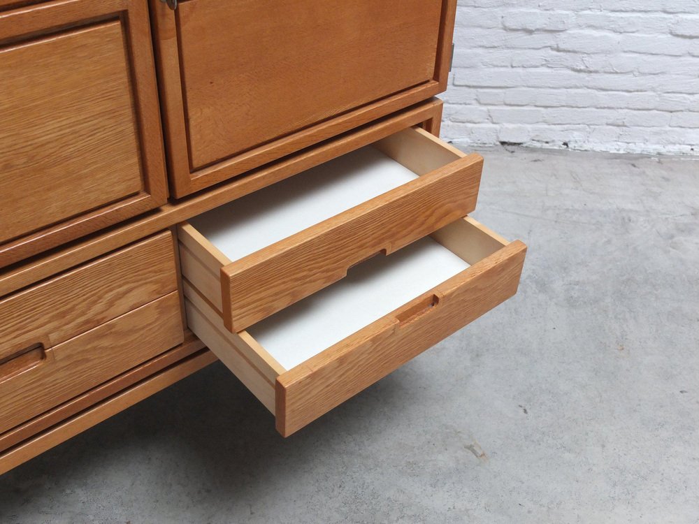 Decorative N-Line Bar Cabinet in Oak by Gebroeders Neirinck, 1968