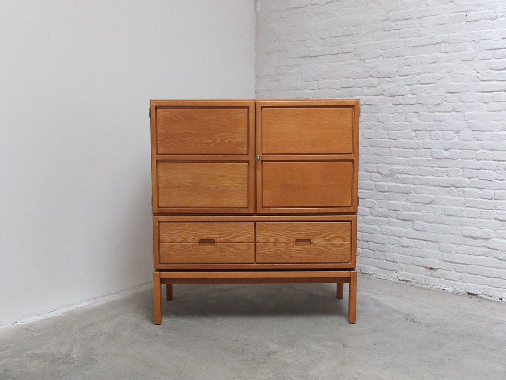 Decorative N-Line Bar Cabinet in Oak by Gebroeders Neirinck, 1968