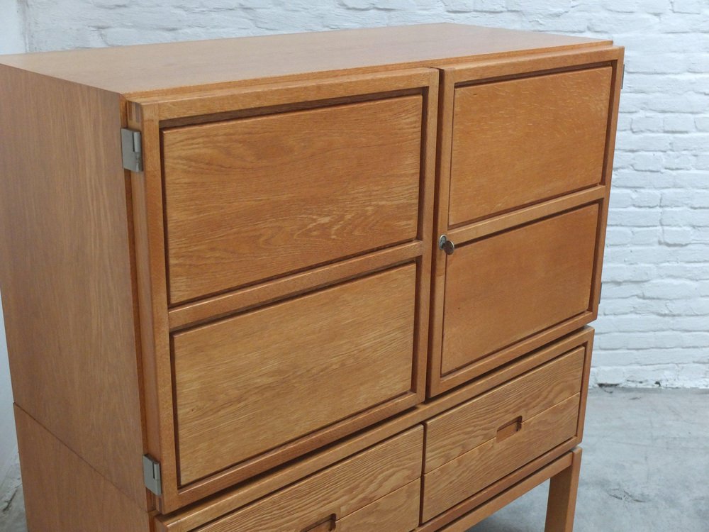 Decorative N-Line Bar Cabinet in Oak by Gebroeders Neirinck, 1968