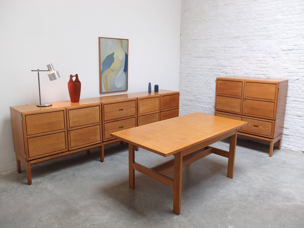 Decorative N-Line Bar Cabinet in Oak by Gebroeders Neirinck, 1968