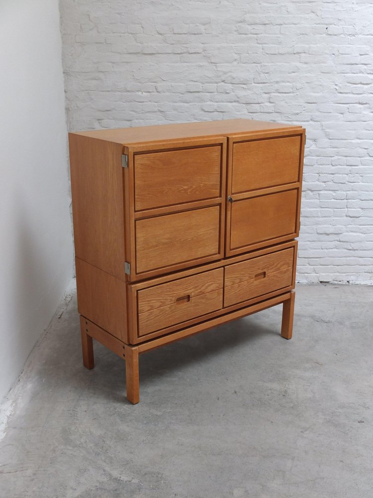 Decorative N-Line Bar Cabinet in Oak by Gebroeders Neirinck, 1968