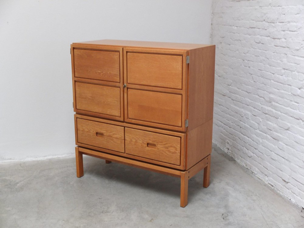 Decorative N-Line Bar Cabinet in Oak by Gebroeders Neirinck, 1968