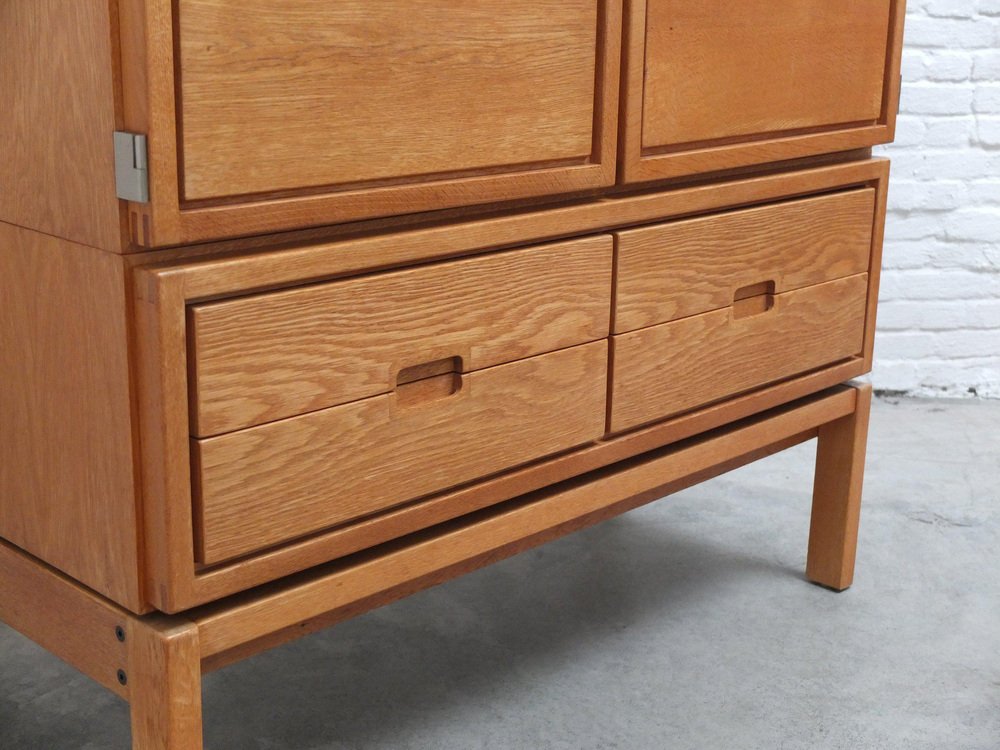 Decorative N-Line Bar Cabinet in Oak by Gebroeders Neirinck, 1968