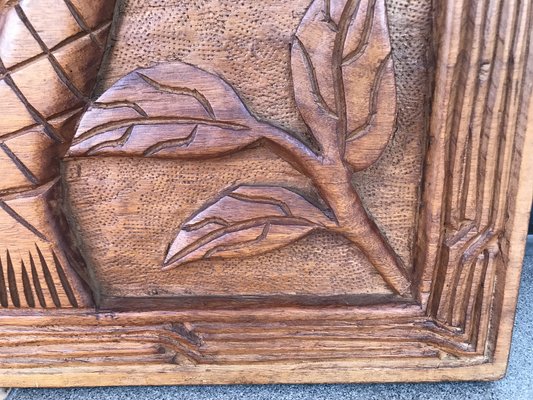 Decorative Panel in Carved Teak Wood, 1970s-WQQ-1721041