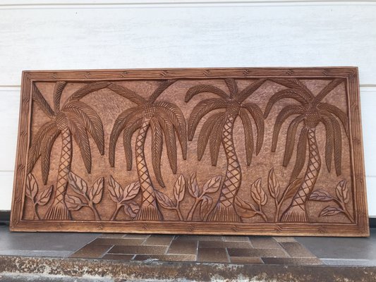 Decorative Panel in Carved Teak Wood, 1970s-WQQ-1721041