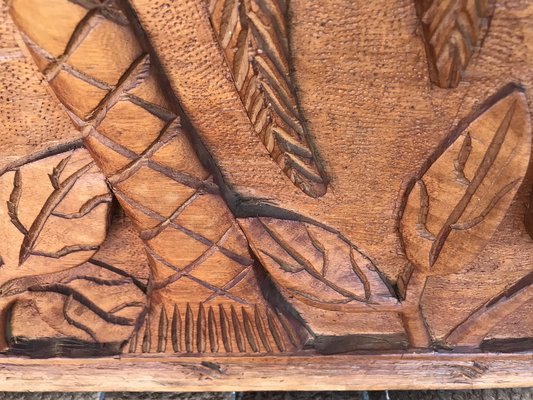 Decorative Panel in Carved Teak Wood, 1970s-WQQ-1721041