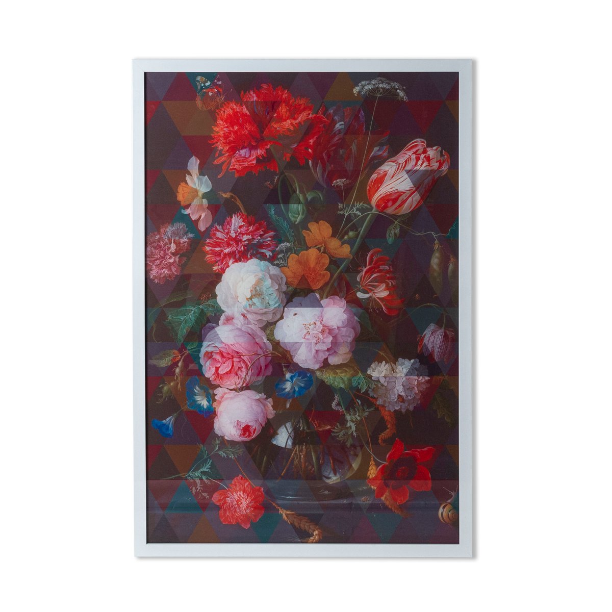 Decorative Panel with Fancy Bouquet 4 in White Frame from VGnewtrend, Italy