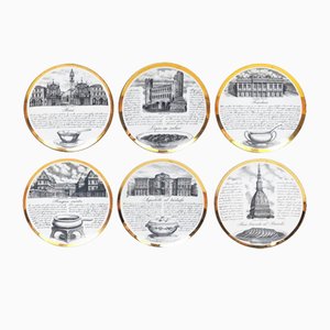 Decorative Plates Torinese Specialty by P. Fornasetti for Fiat, 1960s, Set of 6-RD-1769611