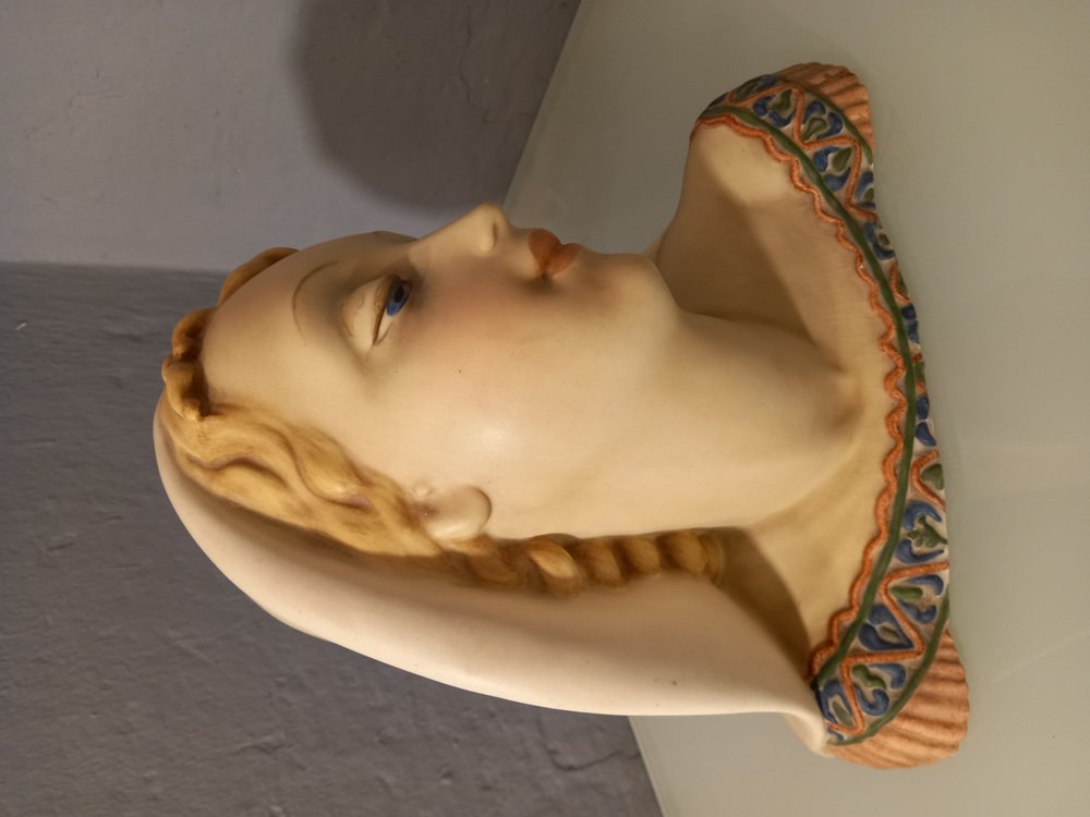 Decorative Sculpture of Maiden in Glazed Ceramic by Guido Cacciapuotti, 1950s