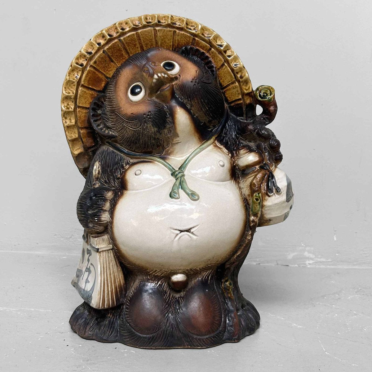 Decorative Tanuki Tanuki Statue in Shigaraki Pottery, 1980s