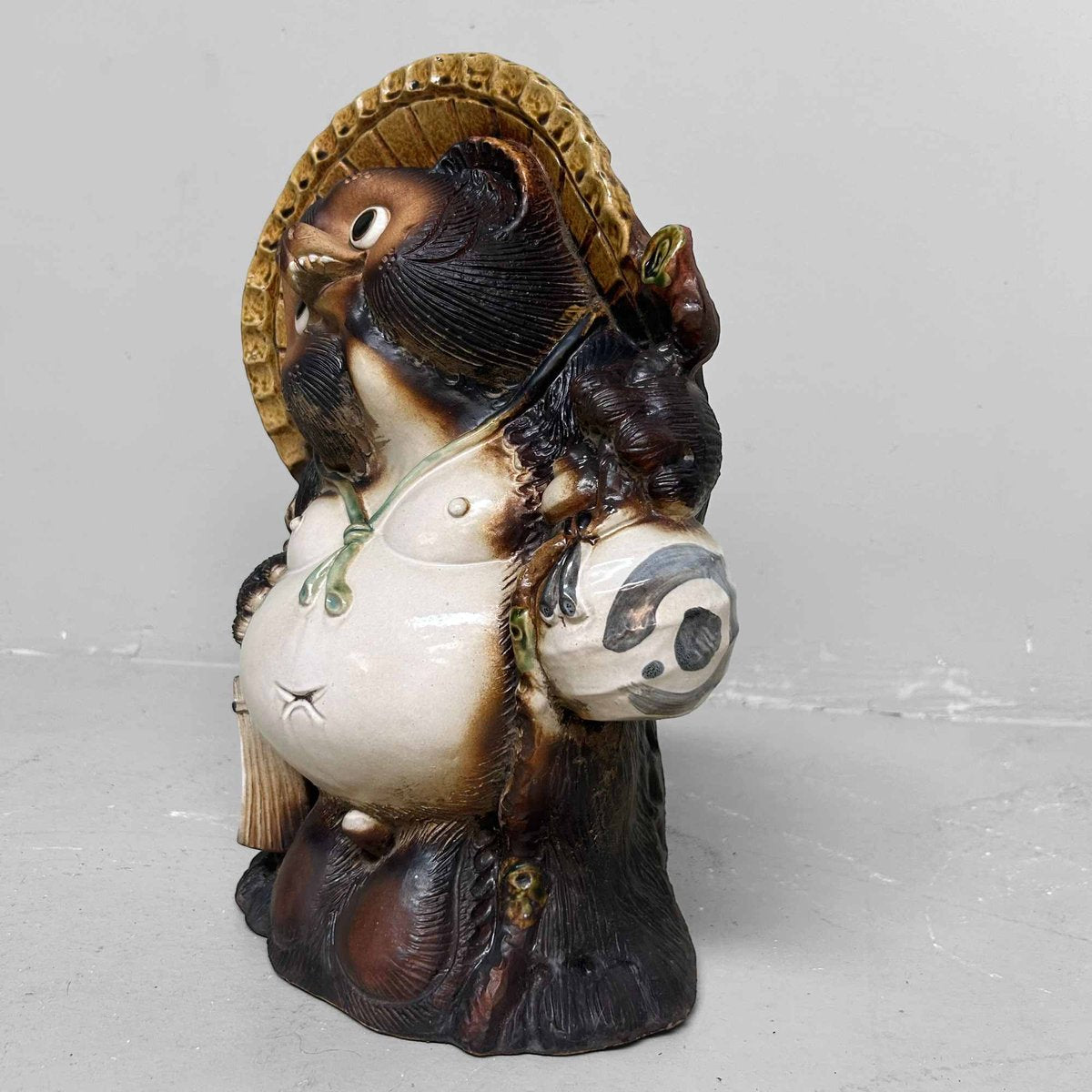 Decorative Tanuki Tanuki Statue in Shigaraki Pottery, 1980s