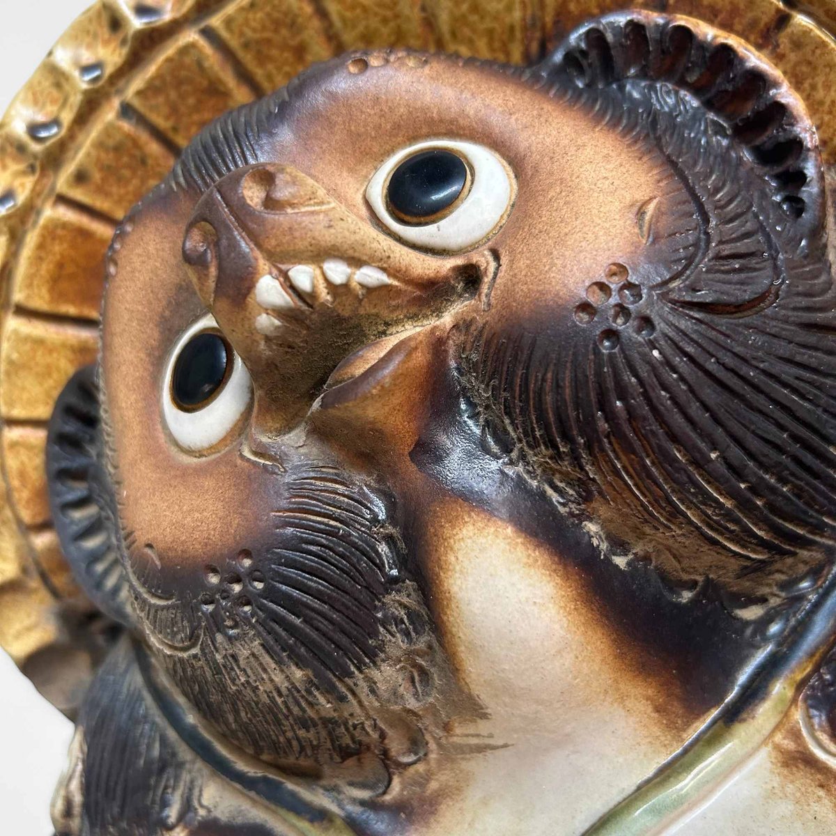 Decorative Tanuki Tanuki Statue in Shigaraki Pottery, 1980s