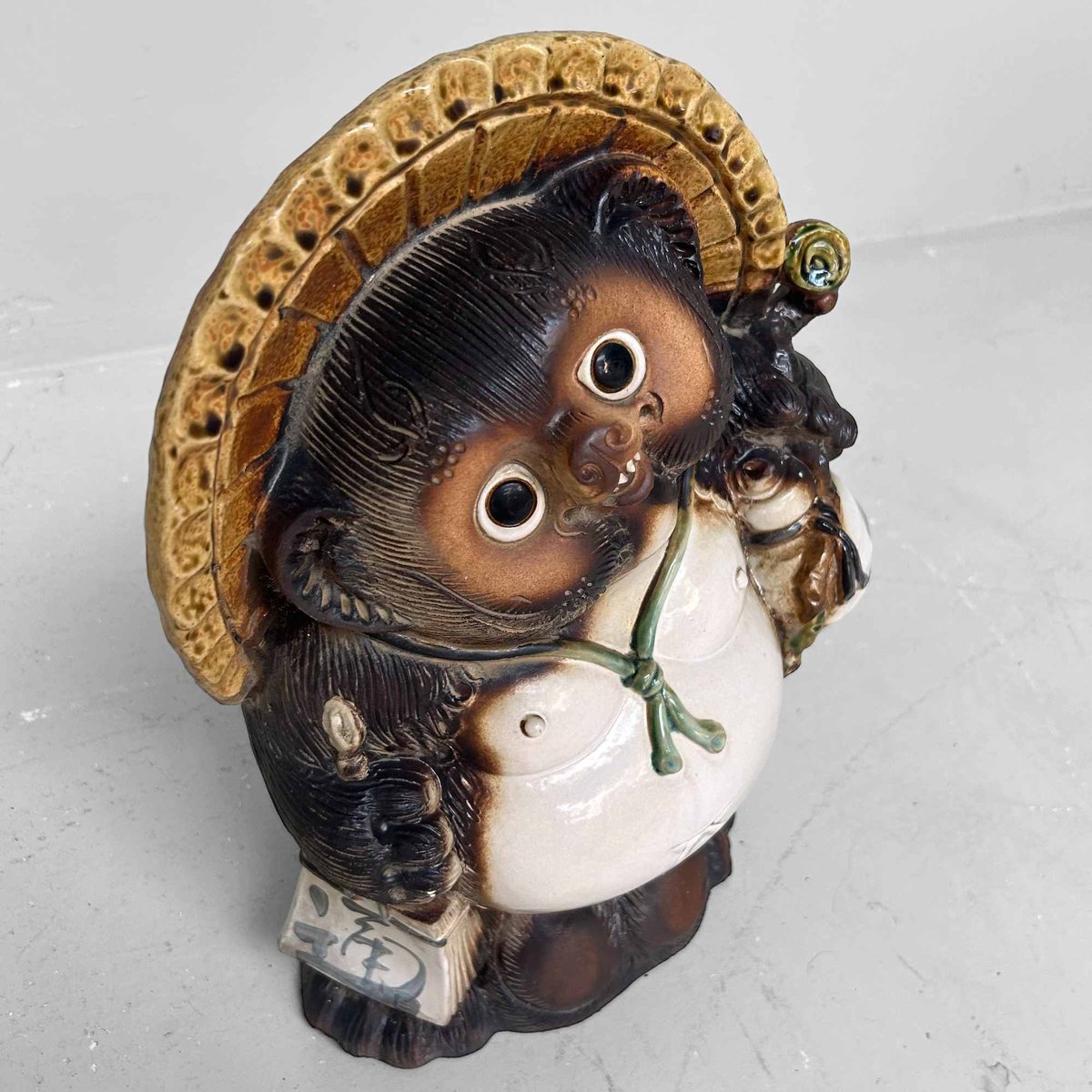 Decorative Tanuki Tanuki Statue in Shigaraki Pottery, 1980s