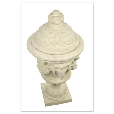 Decorative Urn in White Terracotta-NQ-1735635