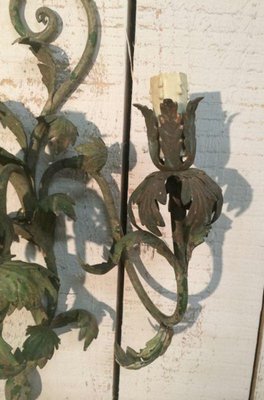 Decorative Wall Lamps in Painted Sheet Metal, 1940s, Set of 2-BA-1365637