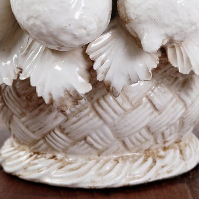 Decorative White Glazed Ceramic Fruit Basket Centrepiece, Italy-NYF-2019220