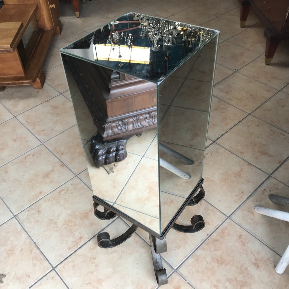 Decorative Wrought Metal and Hexagonal Table Mirror, 1970s