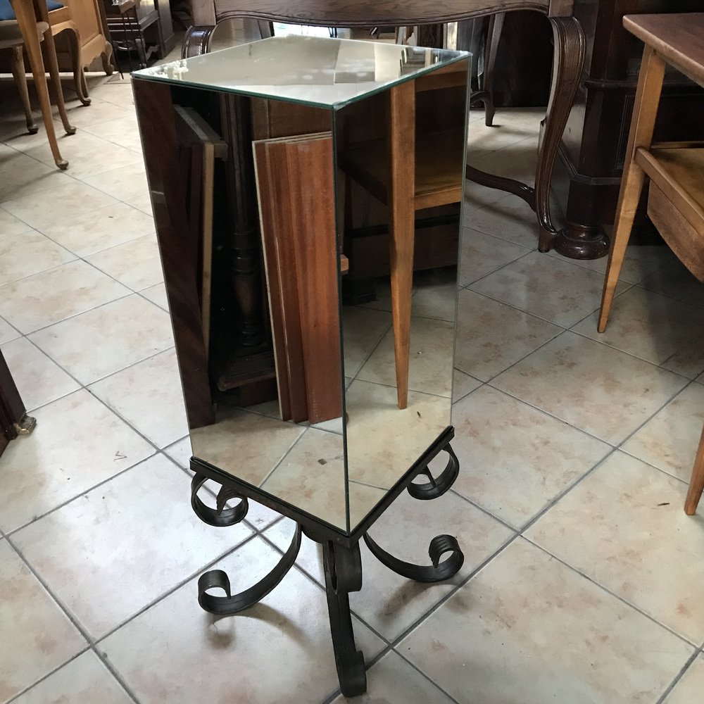 Decorative Wrought Metal and Hexagonal Table Mirror, 1970s