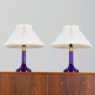 Deep Blue Table Lamps by Holmegaard for Le Klint, Denmark, 1970s, Set of 2-UE-1419450