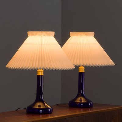 Deep Blue Table Lamps by Holmegaard for Le Klint, Denmark, 1970s, Set of 2-UE-1419450