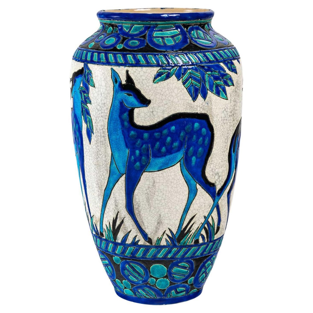 Deer and Doe Vase by Charles Catteau Boch Keramis