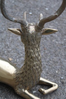 Deer Sculpture in Solid Brass, Italy, 1950s-EH-1072674