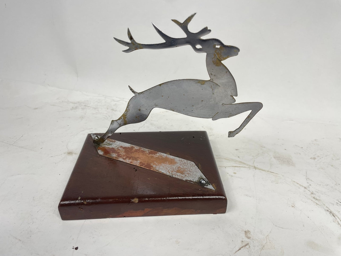 Deer Shape Ornament with Wooden Base, 1950s