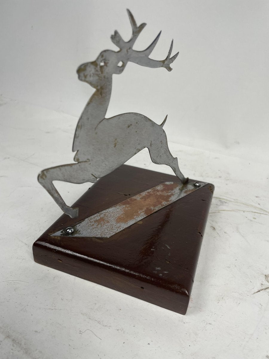 Deer Shape Ornament with Wooden Base, 1950s