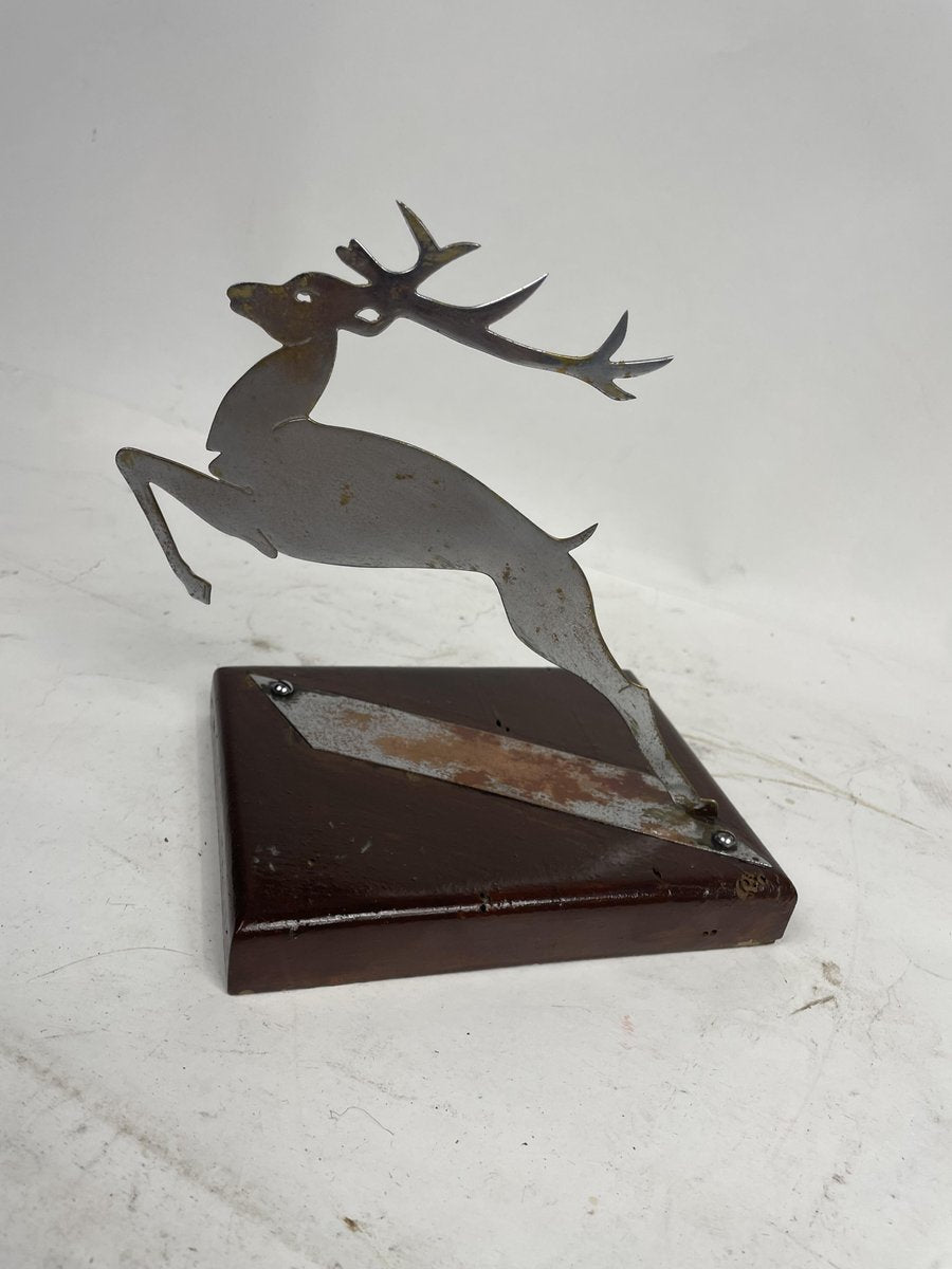 Deer Shape Ornament with Wooden Base, 1950s