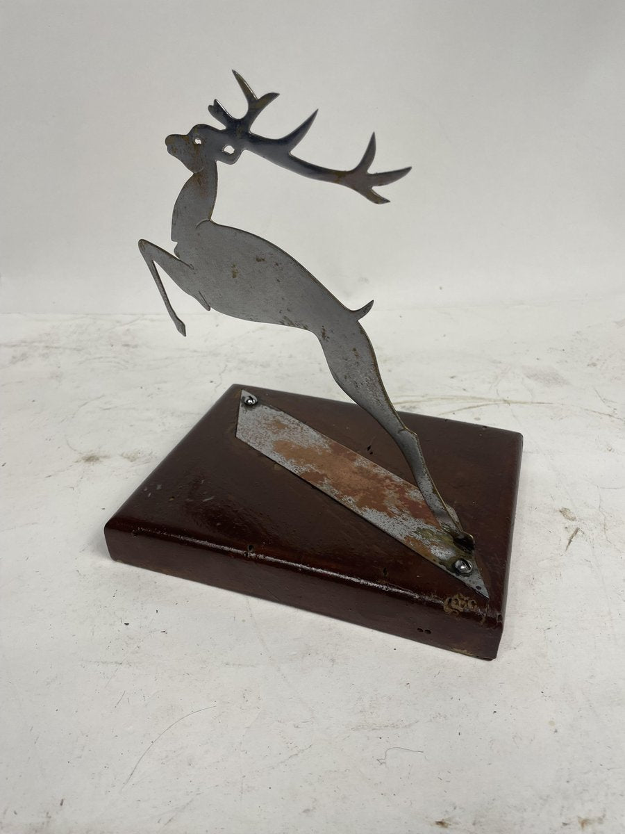 Deer Shape Ornament with Wooden Base, 1950s