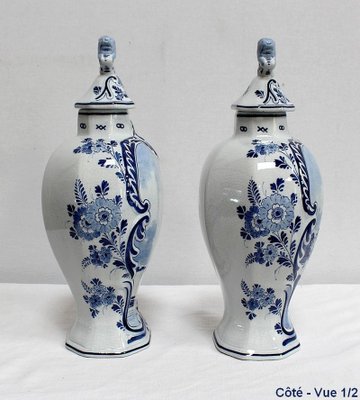 Delft Earthenware Vases from Royal Delft, Early 20th Century, Set of 2-RVK-1016321