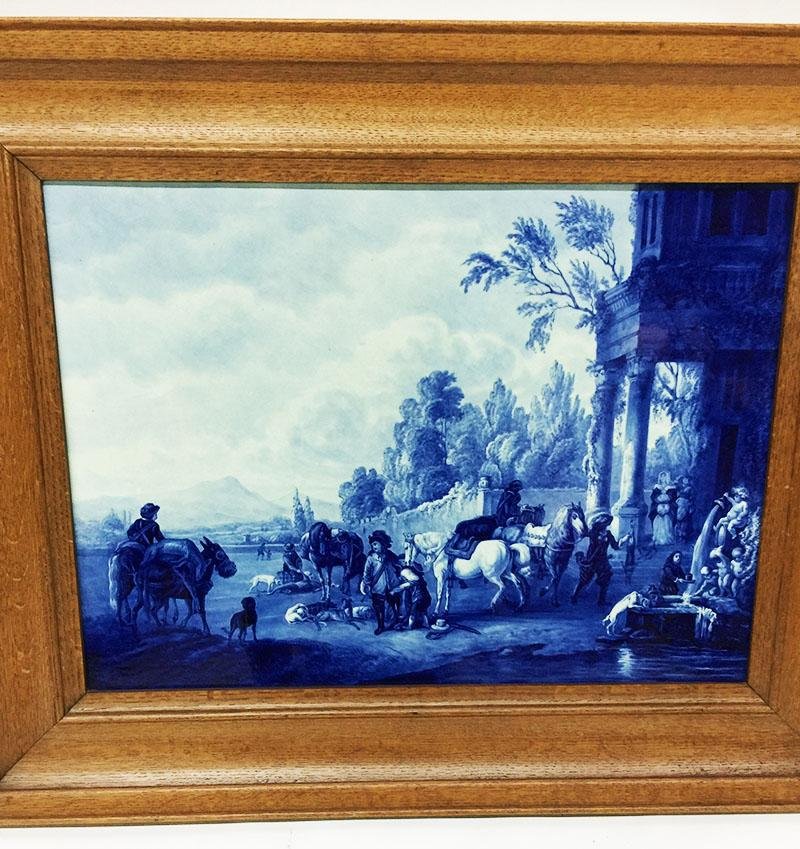 Delft Plaque After a Painting by Philips Wouwerman from Porceleyne Fles