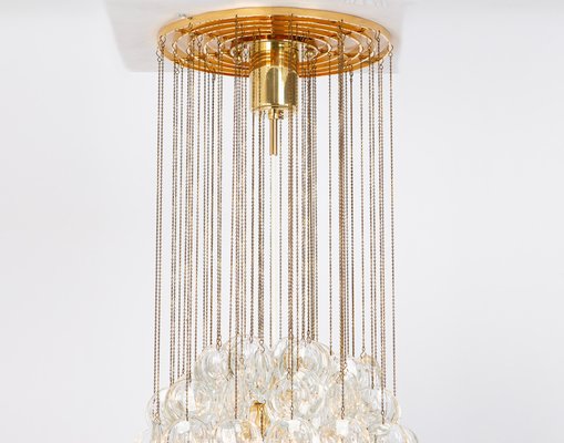 Delicate Gilt Brass Crystal Chandelier by Palwa, 1970s-UGR-1738261