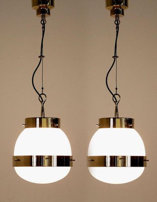 Delta Grande Pendant Light in Glass & Brass attributed to Sergio Mazza for Artemide, 1960s, Set of 2-VDW-2028620