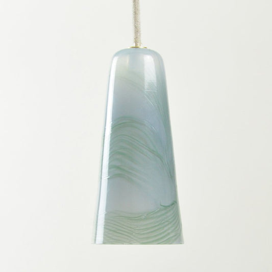 Delta Pendant Lamp in Light Grey & Pastel Green, Moire Collection, Hand-Blown Glass by Atelier George