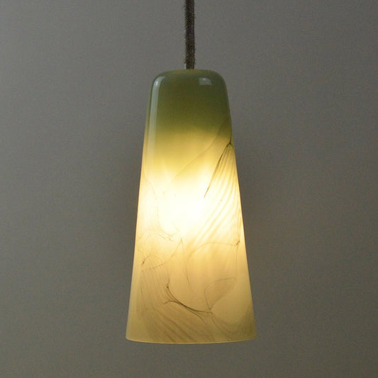 Delta Pendant Lamp in Pastel Green & Blue Grey, Moire Collection, Hand-Blown Glass by Atelier George