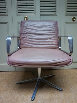 Delta Pink Leather Office Chairs from Wilkhahn, 1968, Set of 2-EA-2021426