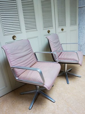 Delta Pink Leather Office Chairs from Wilkhahn, 1968, Set of 2-EA-2021426