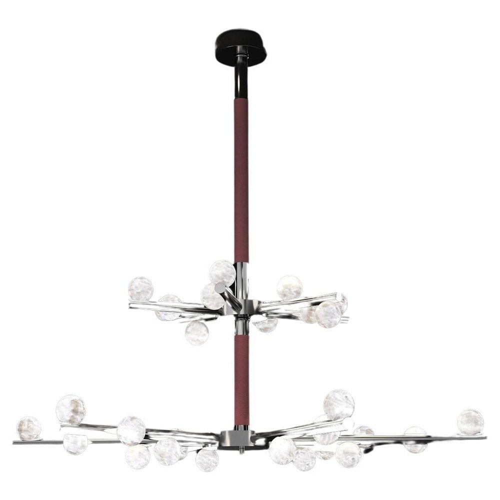 Demetra Shiny Black Metal Double Chandelier by Alabastro Italiano