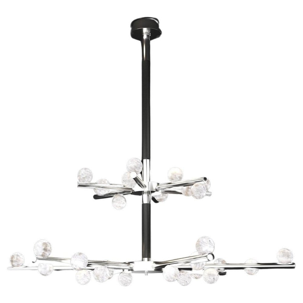 Demetra Shiny Silver Metal Double Chandelier by Alabastro Italiano