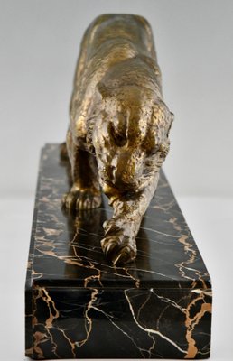 Demetre H. Chiparus, Art Deco Sculpture of a Panther, 1930, Bronze & Marble-KTN-1793723